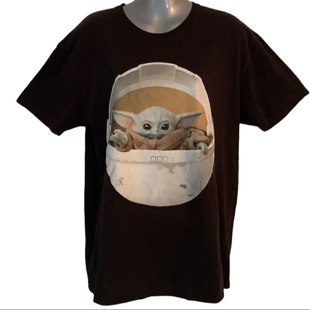 Star Wars Grogu Baby Yoda Tee Shirt  Mandalorian in Black by Top Apparel LARGE
